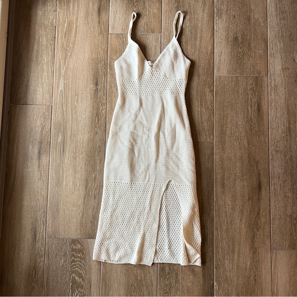 Wilfred Crochet Knit Midi Dress in Ivory – Size M (Never Worn)